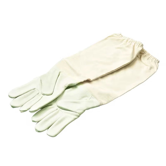 leather beekeeping gloves with canvas sleeves