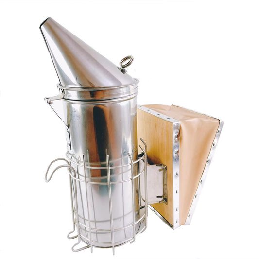 Tall stainless steel bee smoker